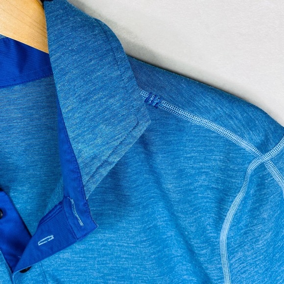 Lululemon Bright Aqua Blue Short Sleeve Performance Casual Polo Mens Size Large - Picture 4 of 7